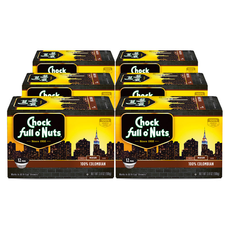 Chock full o’Nuts® Single-Serve Coffee Pods - 100% Colombian - Medium Roast - Premium Arabica